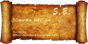 Simonka Béla névjegykártya